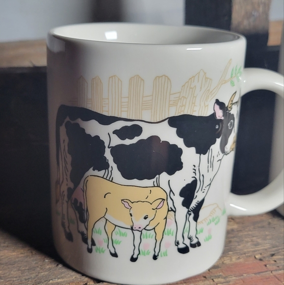 Vintage 90s Ceramic Cow Mug, Farmhouse Coffee Mug - Picture 2 of 4